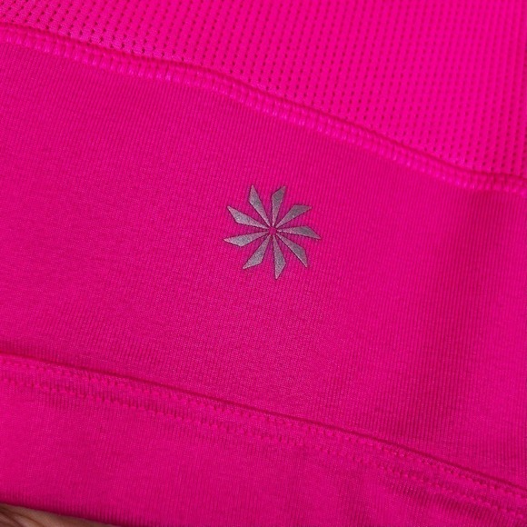Athleta Chi Athletic Sports Bra Size Small High Neck Women's Workout Hot Pink - Picture 5 of 9